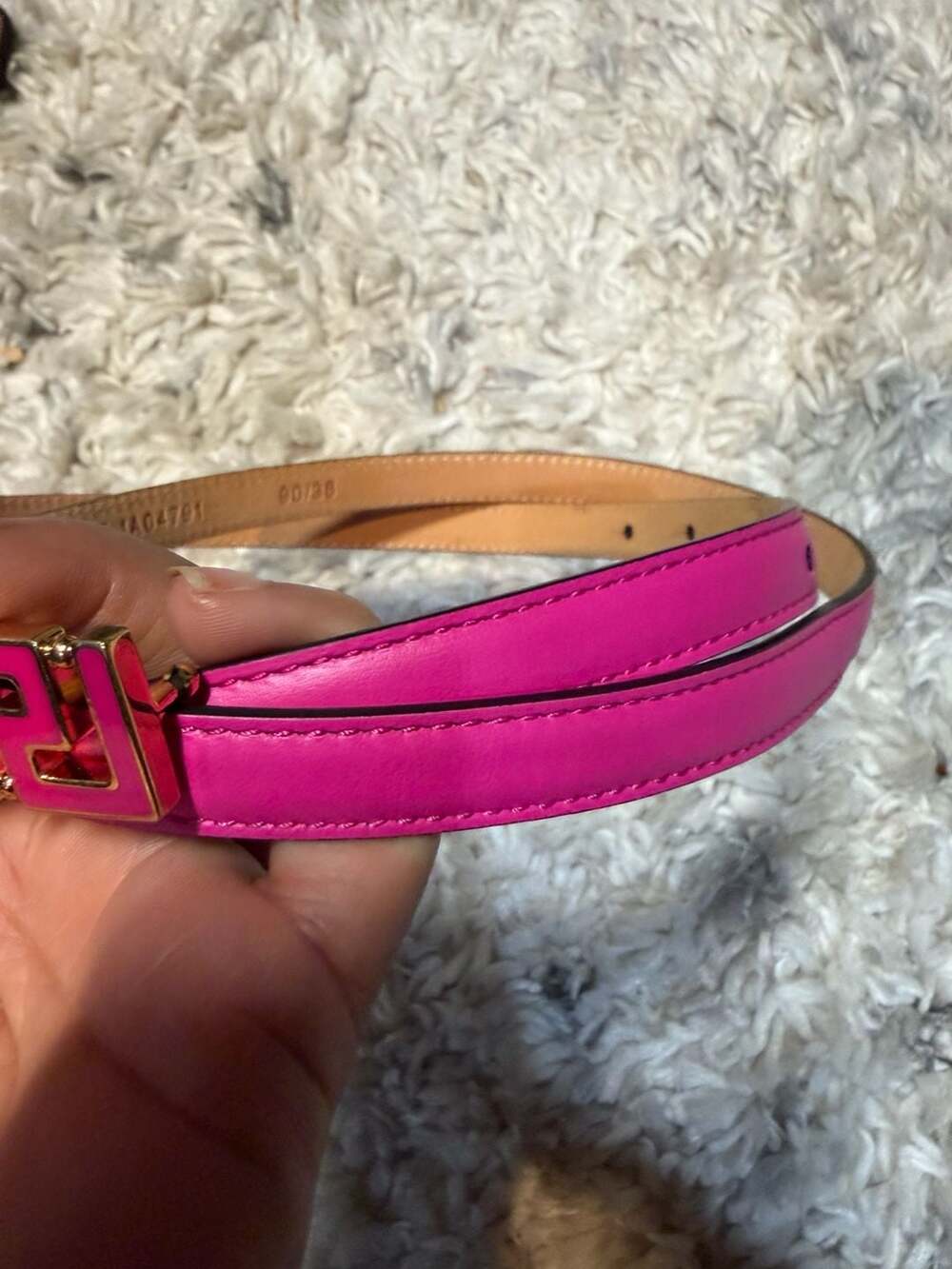 Versace Greca Medusa Slim Leather Belt in Pink - Picture 5 of 6